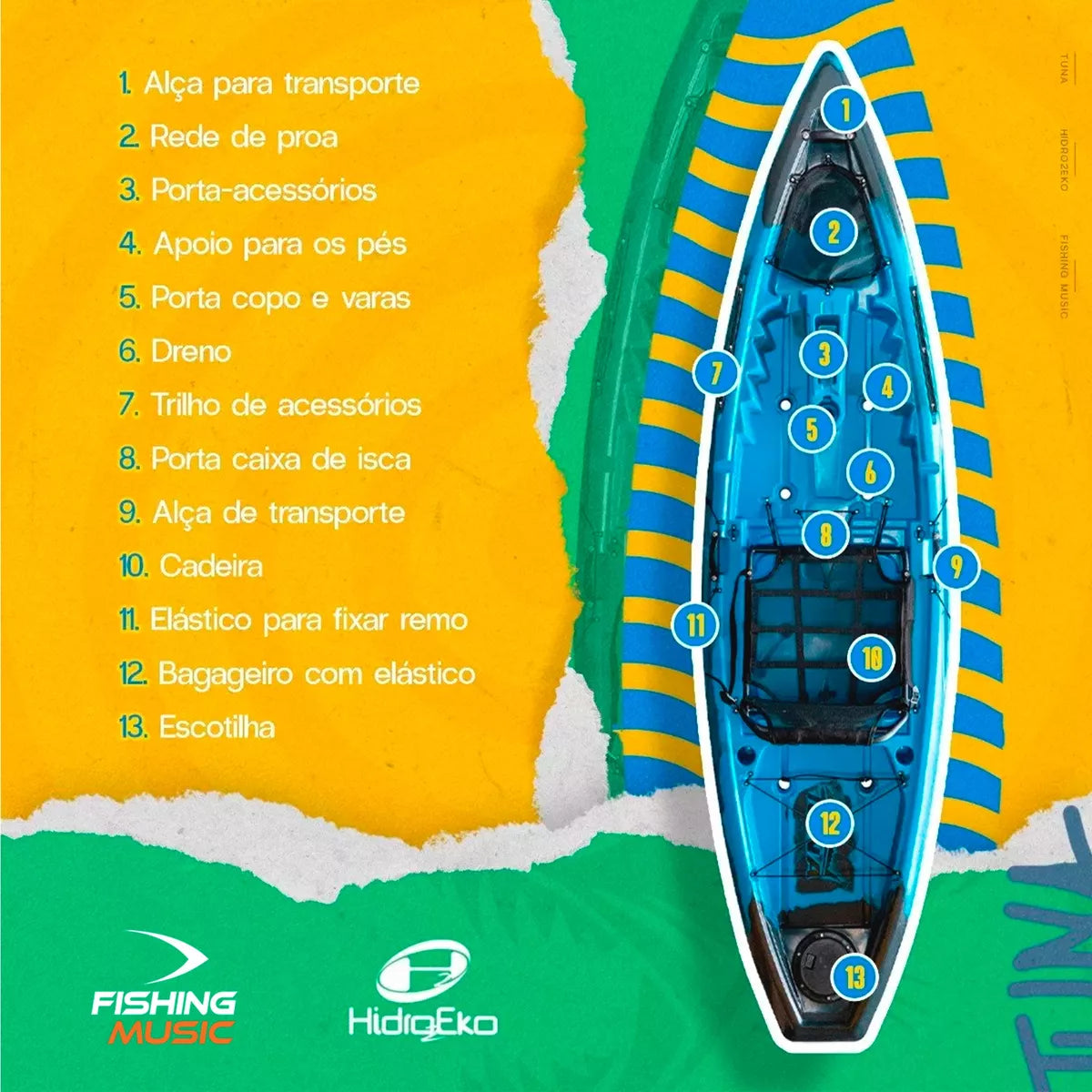 Caiaque De Pesca Tuna Pro - Cadeira Pro - Remo - Hidro2eko