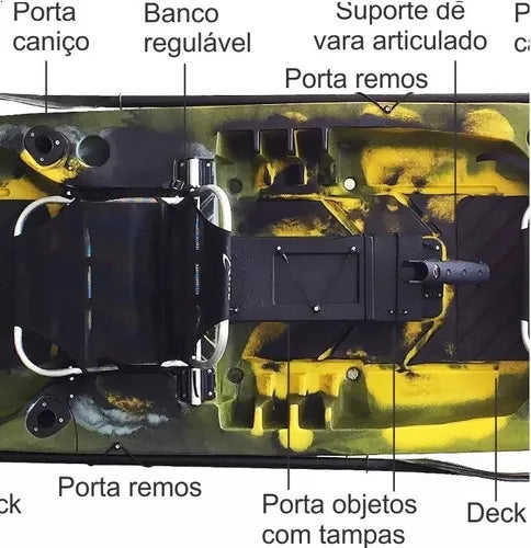 Caiaque Pesca 2 Lugares Mero Duplo Combo Carrinho Caiaker