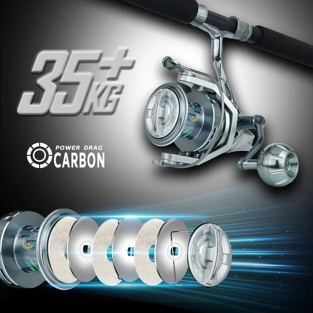 Molinete de Pesca MBLN 35kg Drag 90% Metal Super Resistente