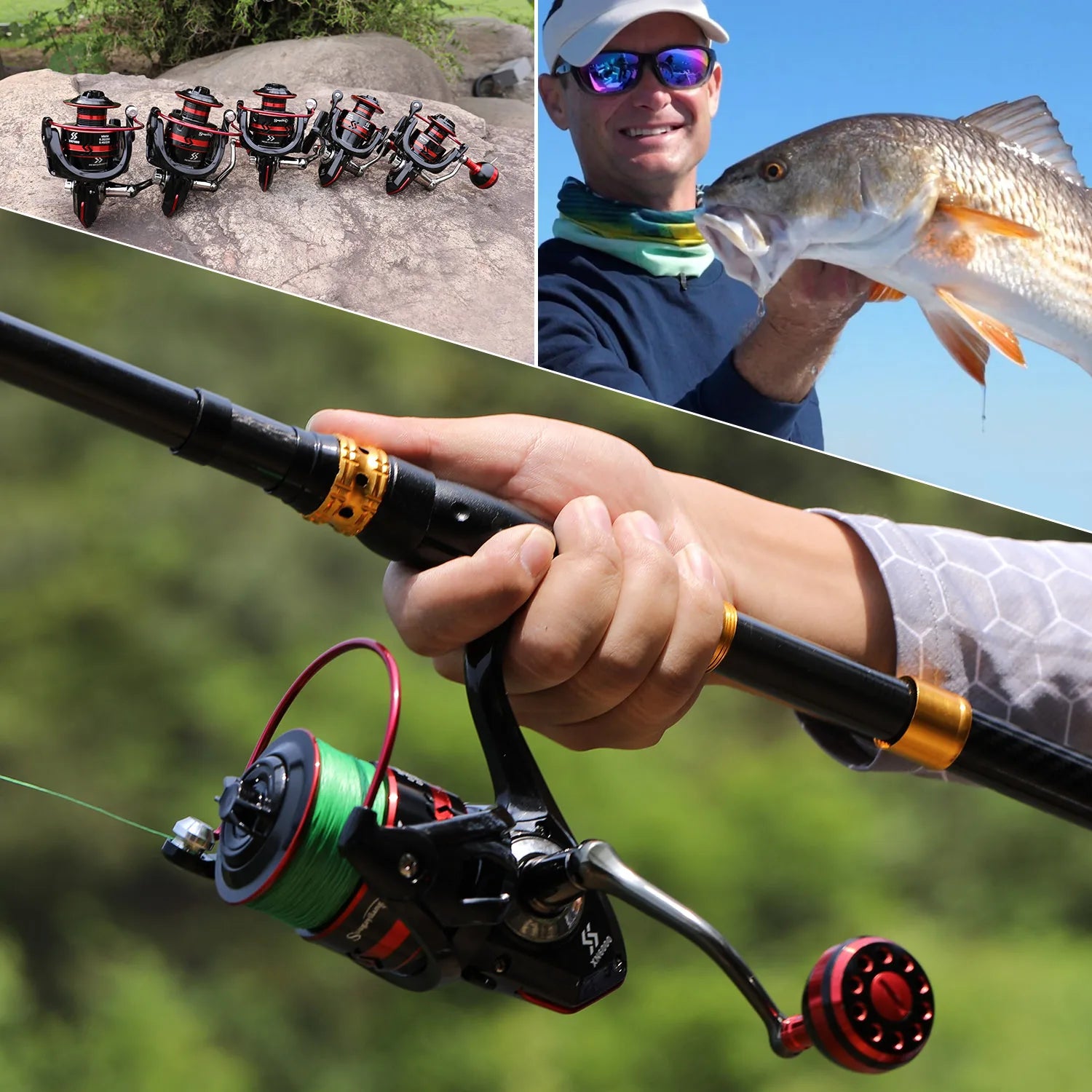 Molinete Sougayilang Com 13 Rolamentos 3 Cores De Até 16kg de Força + Linha 500m de Brinde