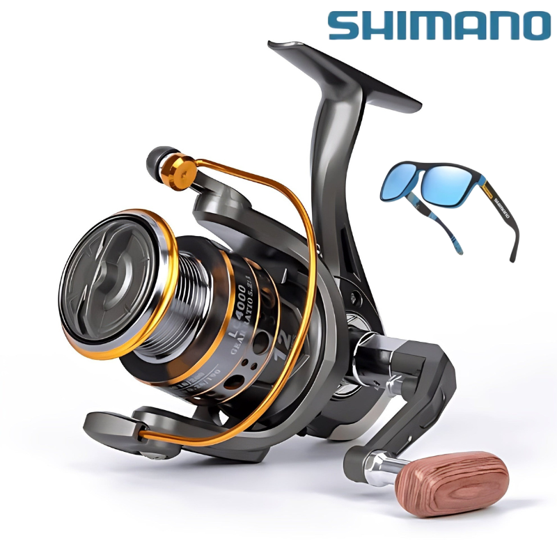 Molinete Shimano 12 Rolamentos Com Drag de Até 10 kg Força de Travagem Forte + Óculos De Sol Polarizado Grátis