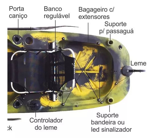 Caiaque Duplo Pesca Mero Com 2 Pedais + Carrinho - Caiaker