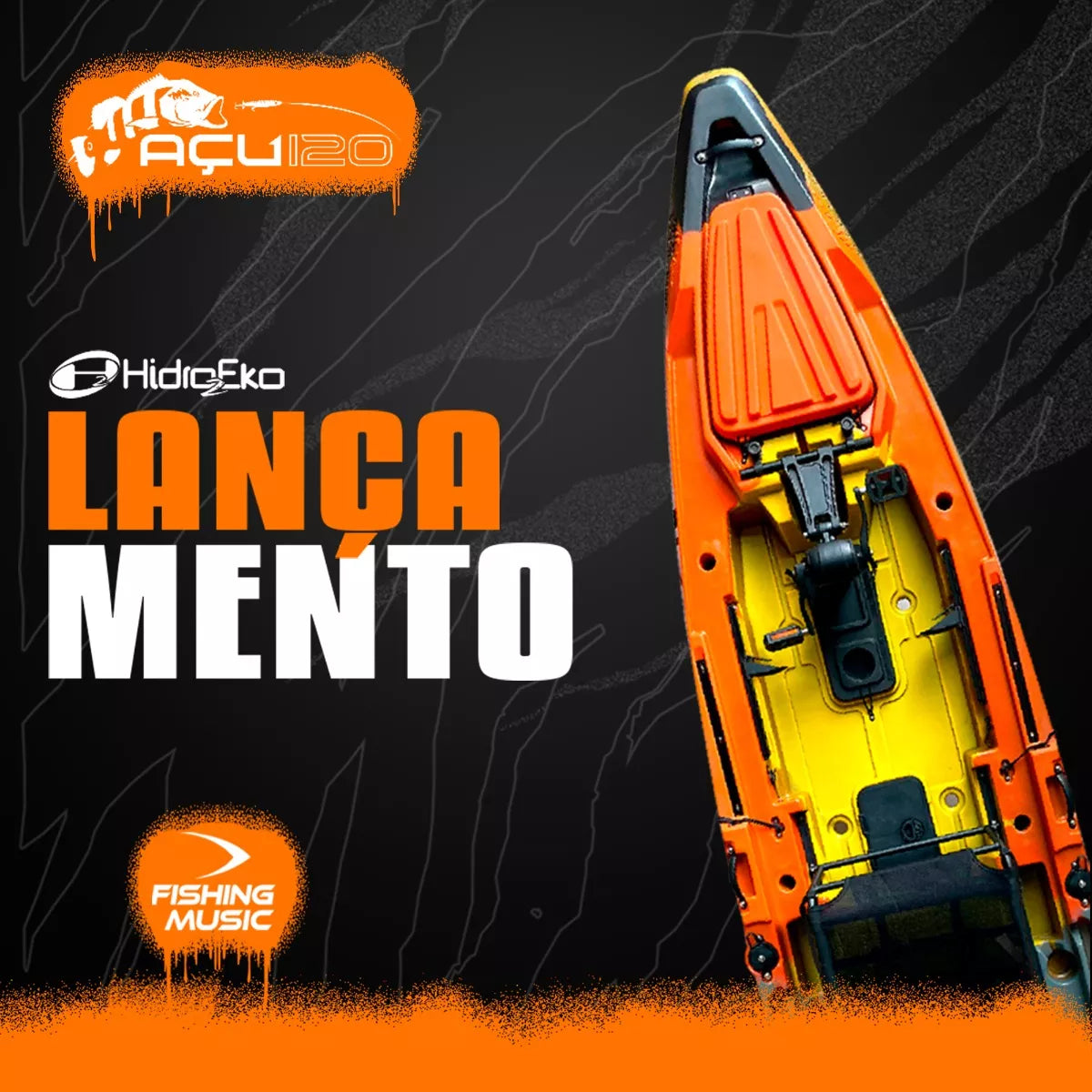 Caiaque Açu 120 Hidro2eko Com Pedal Cadeira Elite E Remo