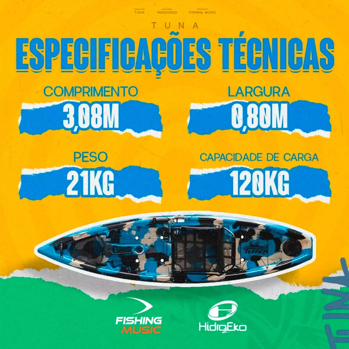 Caiaque De Pesca Tuna Pro - Cadeira Pro - Remo - Hidro2eko
