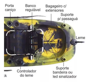 Caiaque Pesca 2 Lugares Mero Duplo Combo Carrinho Caiaker