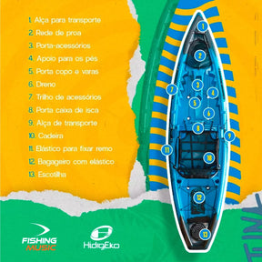 Caiaque De Pesca Tuna Pro - Cadeira Pro - Remo - Hidro2eko