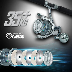 Molinete de Pesca MBLN 35kg Drag 90% Metal Super Resistente