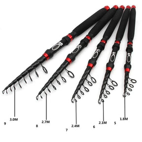 Vara Telescópica Carbon Max Pull 10kg Molinete 1.8m A 3.0m